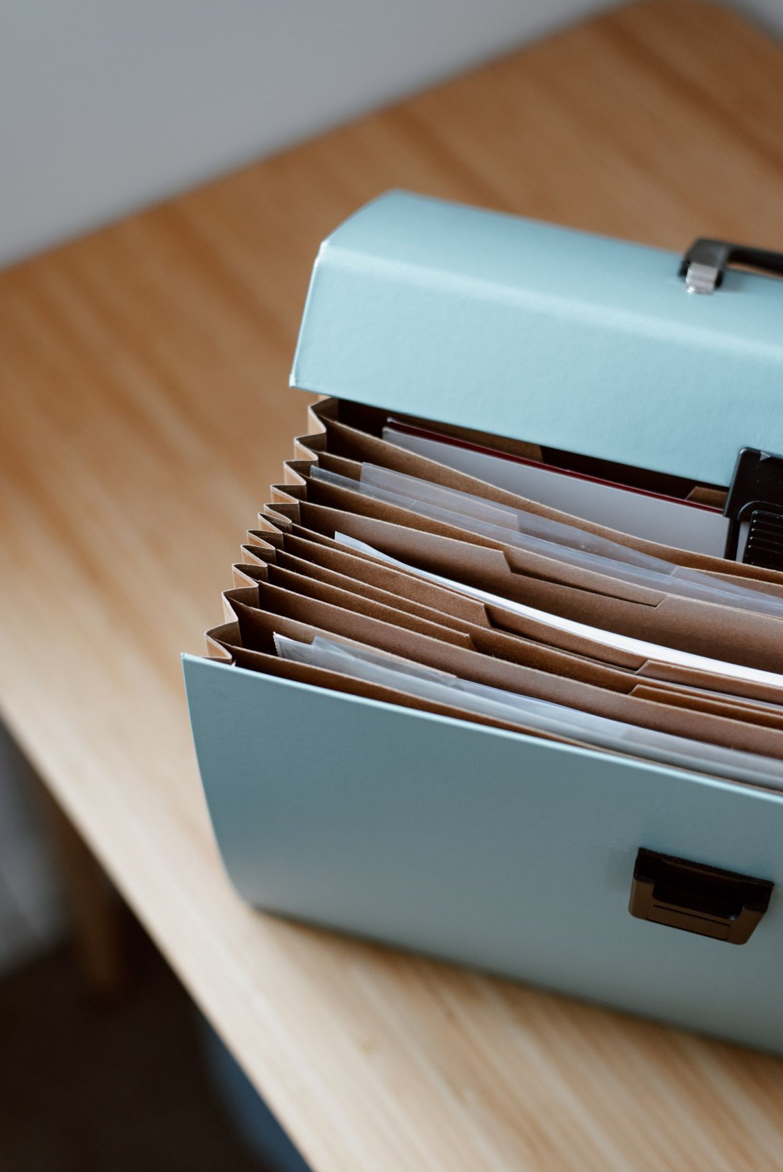 An open document box with organised folders